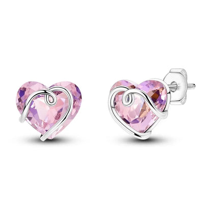Luxury 925 Silver Pink Heart Pearl Butterfly Zircon Drop Earrings for Elegant Women