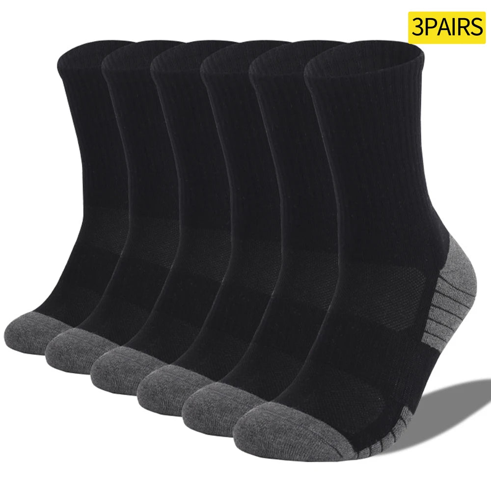 3 Pairs Heavy Duty Cotton Trekking Socks Men Non Slip