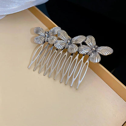 Butterfly Hair Combs - Gold Metal Hairpins for Women - Elegant Bride Accessories Antique Silver