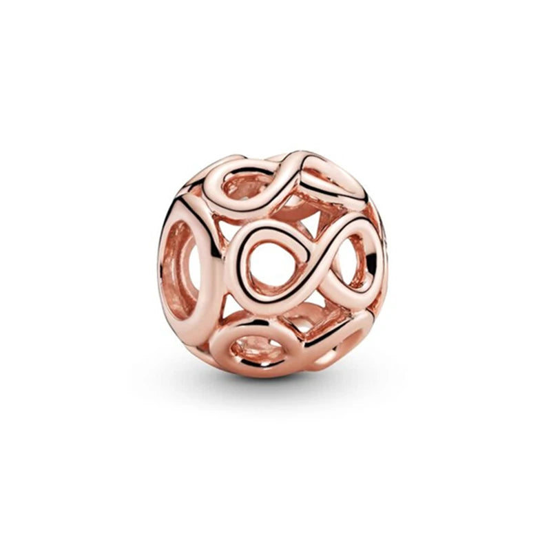 Sparkling Rose Gold Family Tree & Flower Charm Bead for European Silver Bracelet YY0310