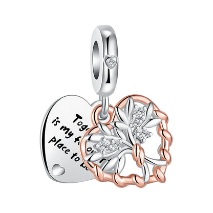 Sparkling Birthstone Heart Charm 925 Sterling Silver Pendant Bead for Mom DIY Jewelry Gift