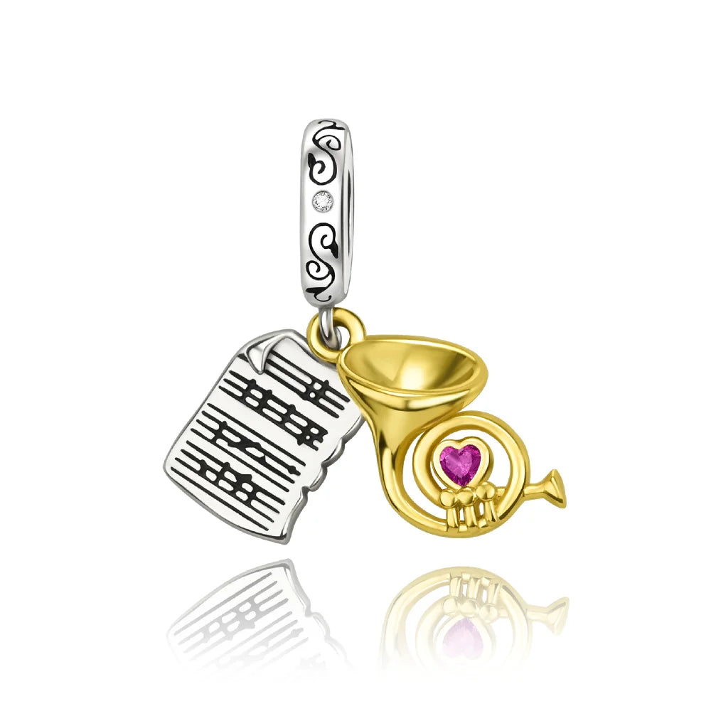 925 Sterling Silver Music Charms Beads Musical Note Piano Guitar Headset Earrings Pendants for DIY Bracelet Fine Jewelry Gift