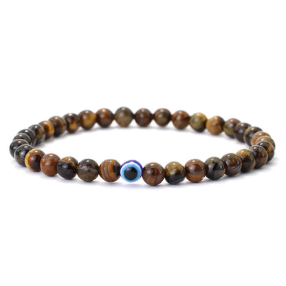 Men's Howlite Beaded Bracelet with Turkish Evil Eye for Meditation and Healing