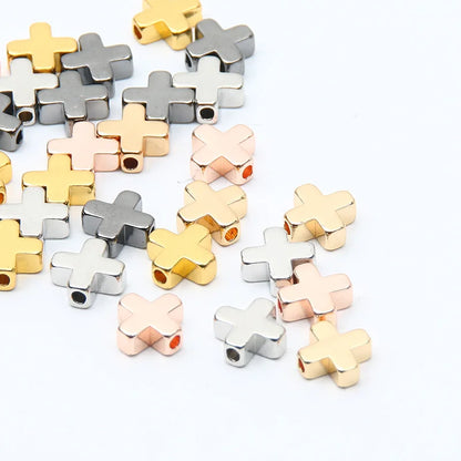 Gold Color Copper Cross Beads Set for DIY Jewelry Making and Accessories