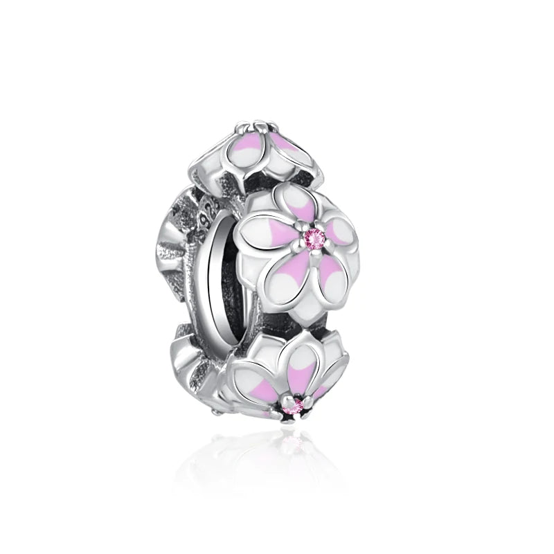 925 Sterling Silver Charm Beads for Women Bracelet - Four-Leaf Clover and Sunflower Design A1610