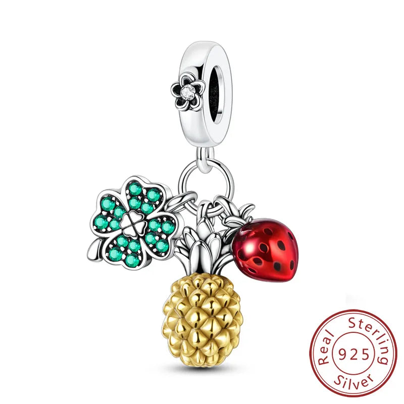 925 Sterling Silver Ocean Turtle Beach Charms Blue Shell