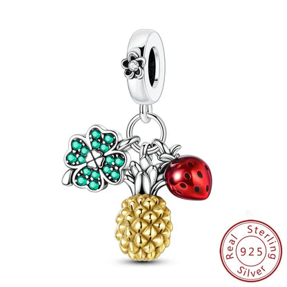 925 Sterling Silver Ocean Turtle Beach Charms Blue Shell