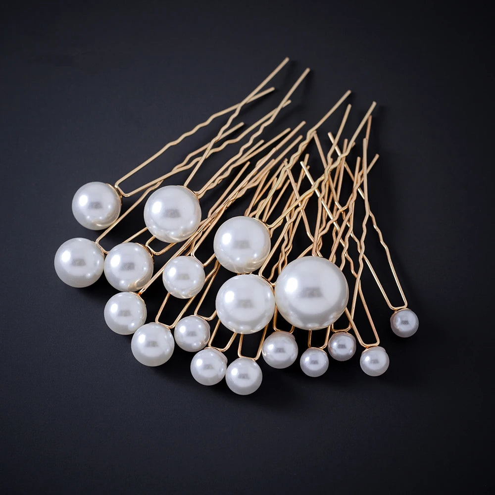 Elegant Bridal Rhinestone Hair Pins with Pearls for Wedding and Party