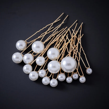 Elegant Bridal Rhinestone Hair Pins with Pearls for Wedding and Party