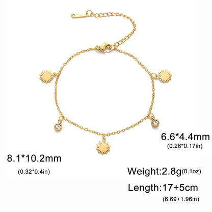 Skyrim Sun Zircon Charm Bracelet for Women - Stainless Steel Fashion Jewelry Gold Color 17-22 cm