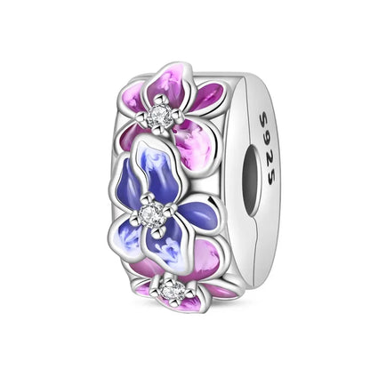 925 Sterling Silver Purple Heartsease Hydrangea Charms for DIY Jewelry Necklace and Bracelet Gifts