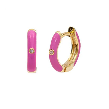 Rose Red Zircon Hoop Earrings for Women Minimalist Dangle Party Jewelry Trend 2025