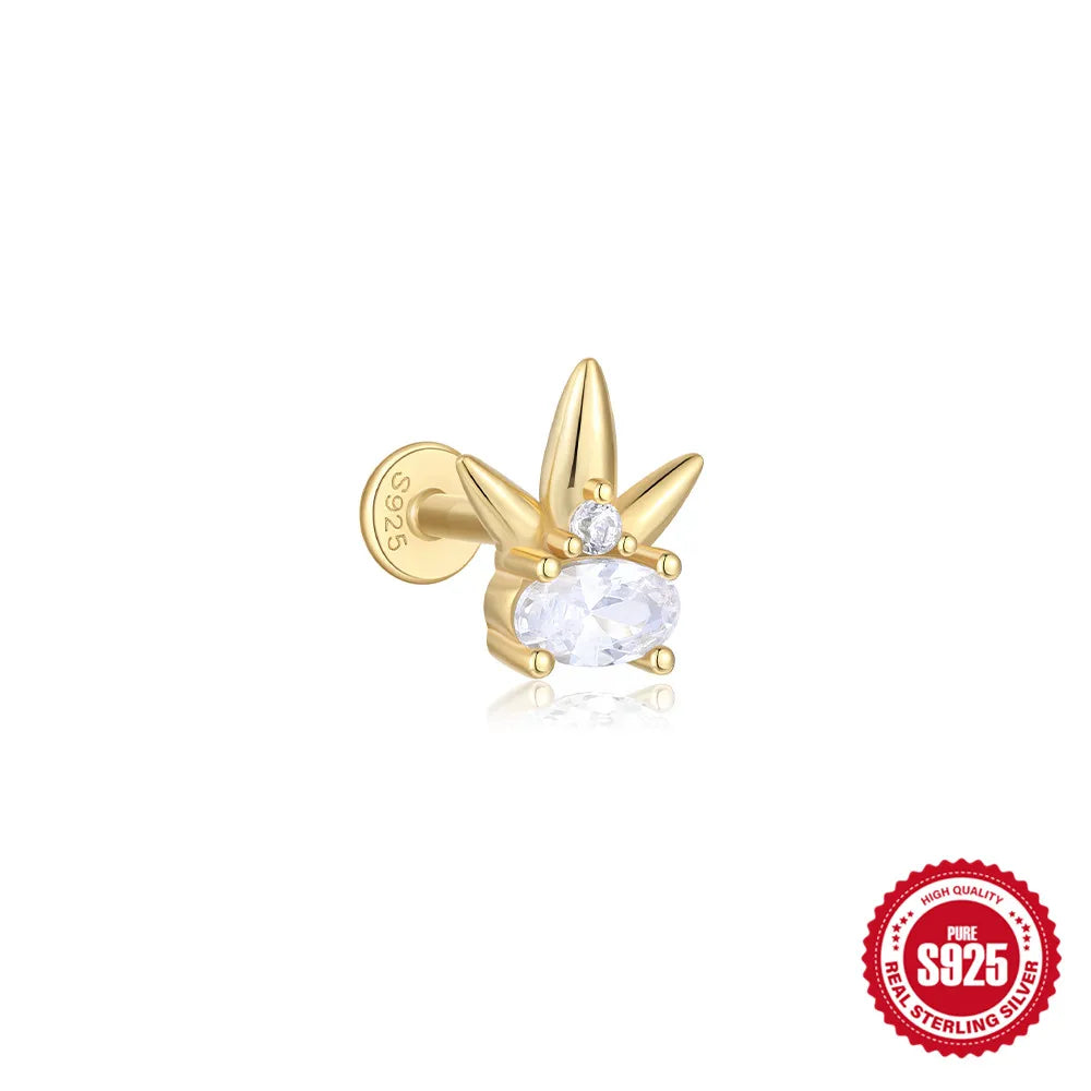 Canner 925 Sterling Silver Tassel Chain Star Mini Zircon Flat Piercing Stud Earrings for Women and Girls