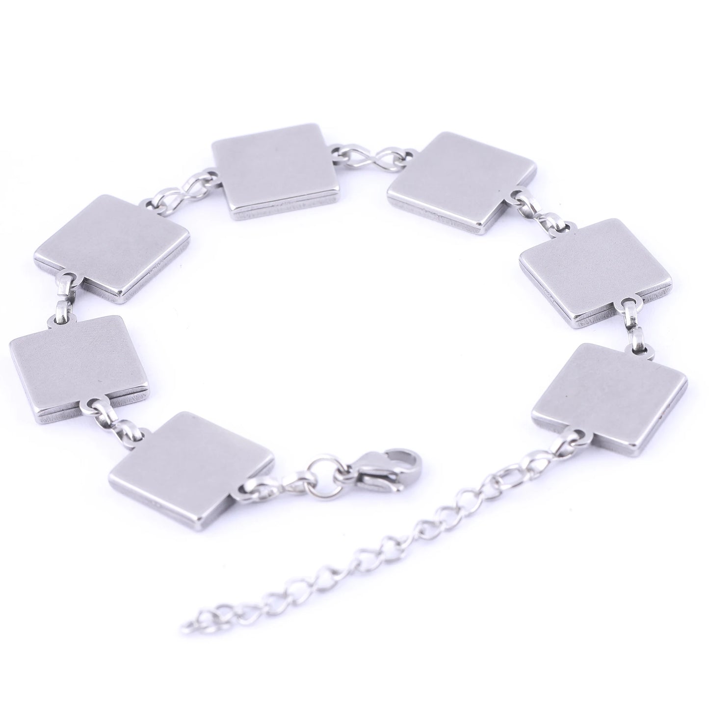Stainless Steel Square Cabochon Bracelet Base Settings for DIY Jewelry Making