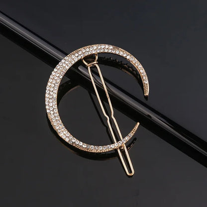 Vintage Moon and Star Rhinestone Hairpin for Women Bridal Accessories