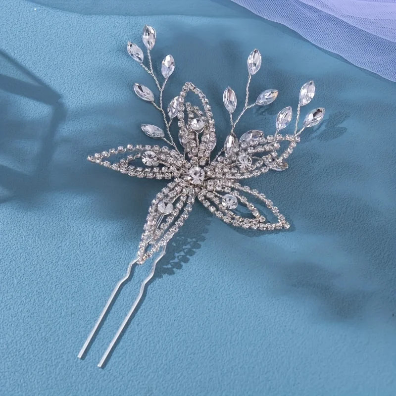 Elegant Crystal Pearl Rhinestone Hairpins for Women Bridal Party Accessories