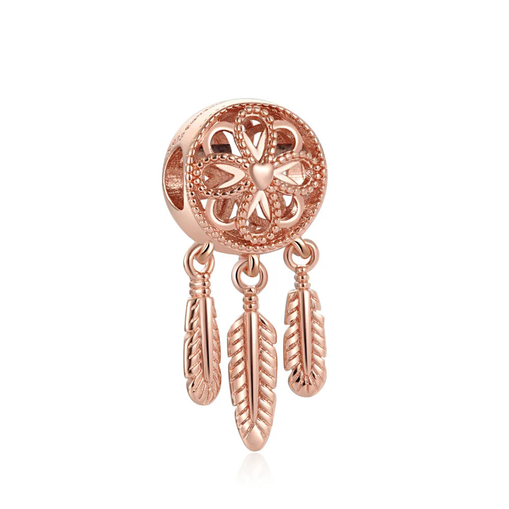 Rose Gold Butterfly Lock Key Charms Beads for DIY Jewelry Making F409