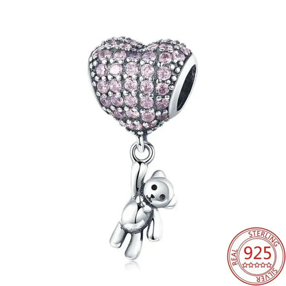 925 Sterling Silver Purple Star Animal Heart Flower Charms Beads for DIY Necklace and Bracelet Jewelry Gift