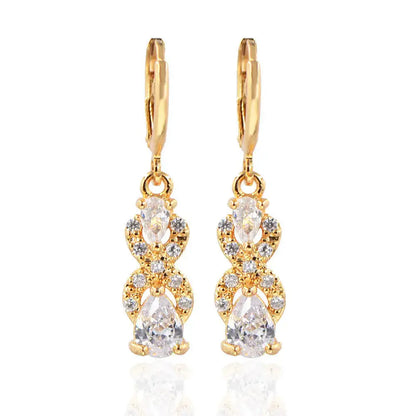 Classic Trend Earrings Gold Color Filled Zircon Dangle Jewelry E797-4