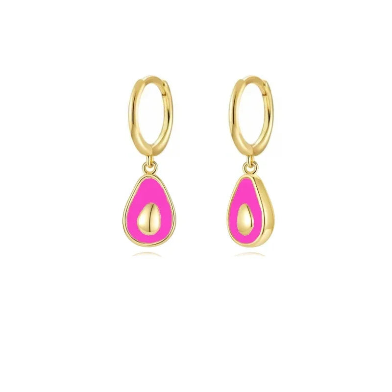 Rose Red Zircon Hoop Earrings for Women Minimalist Dangle Party Jewelry Trend 2025