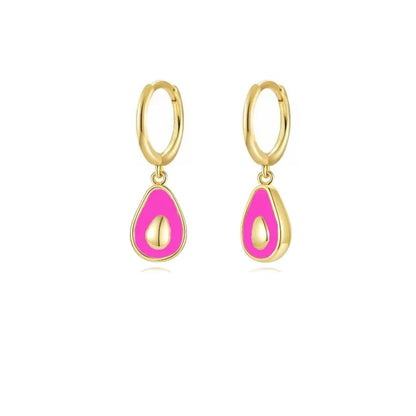 Rose Red Zircon Hoop Earrings for Women Minimalist Dangle Party Jewelry Trend 2025