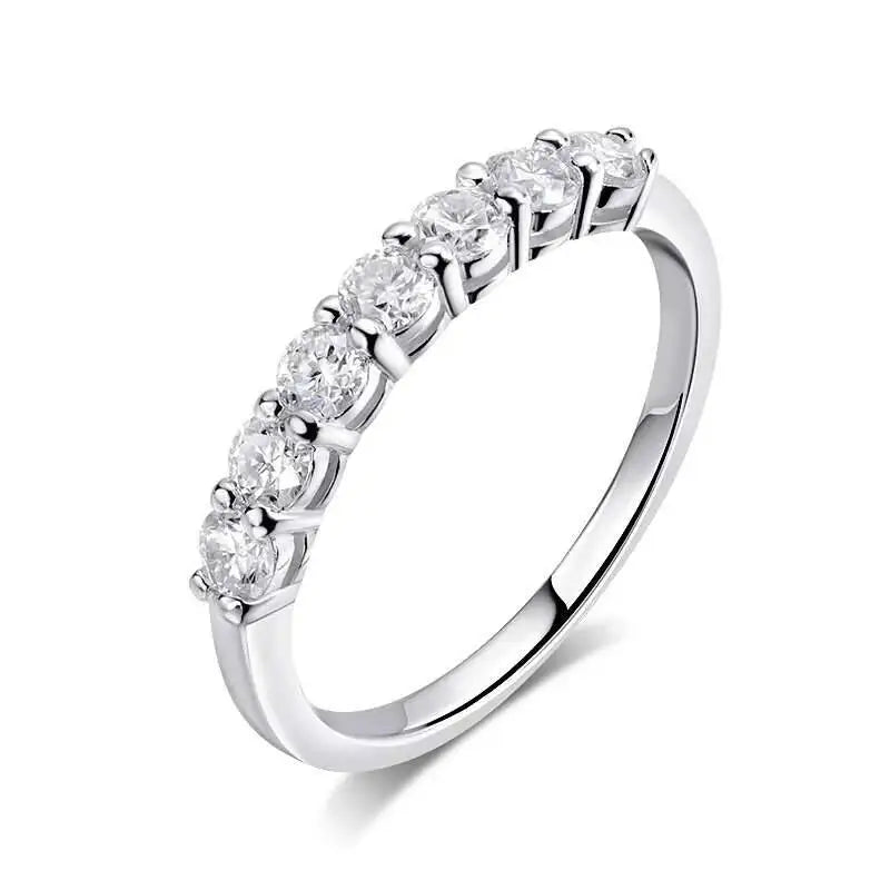 0.7CT Moissanite Gemstone Rings for Women in S925 Silver Stackable Wedding Band Elegant White Gold Jewelry Gift