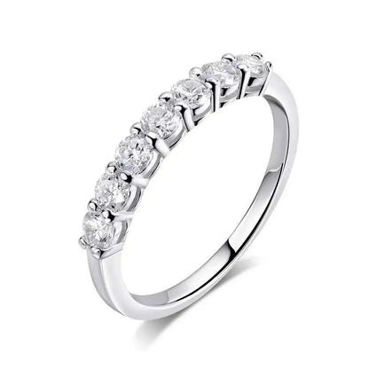 0.7CT Moissanite Gemstone Rings for Women in S925 Silver Stackable Wedding Band Elegant White Gold Jewelry Gift
