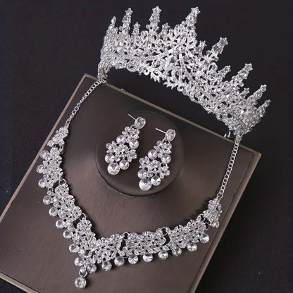 Luxury Bridal Crystal Crown & Earring Set - Top-Rated Rhinestone Hair Accessories Silver 1