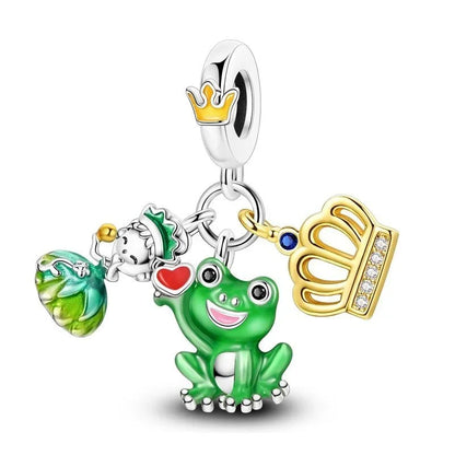 925 Sterling Silver Green Heart Clover Dinosaur Hot Air Balloon Charms for DIY Bracelets Fine Zircon Jewelry