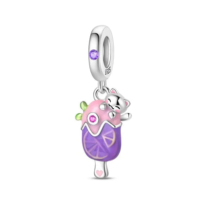 925 Sterling Silver Summer Charms Beads Ice Cream Fruit Candy Cake Zircon DIY Jewelry for Necklace and Bracelet Gifts