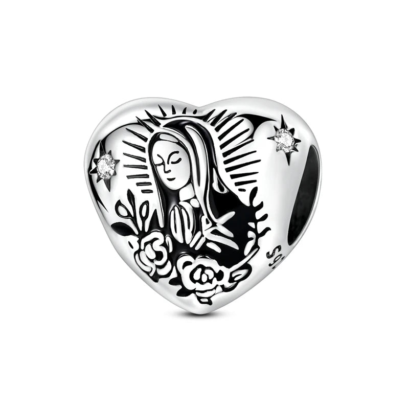 925 Sterling Silver Love Starry Sky Cat Paw Charms Beads