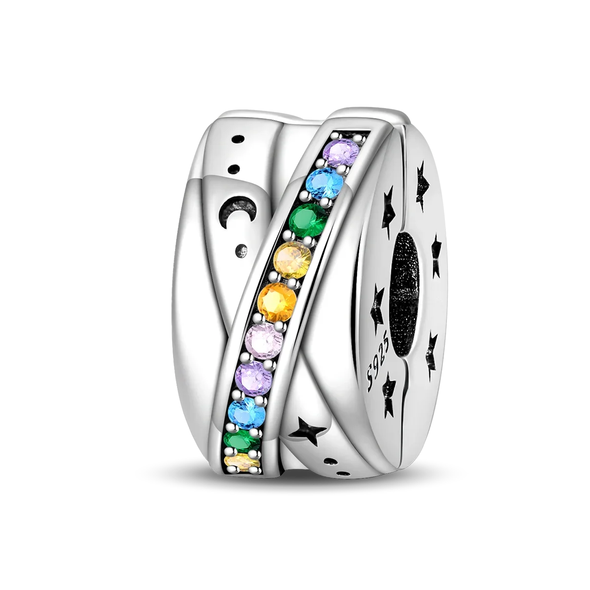 925 Sterling Silver Colorful Butterfly Star Moon Flower Beads Clip Charm for DIY Bracelets Fine Jewelry
