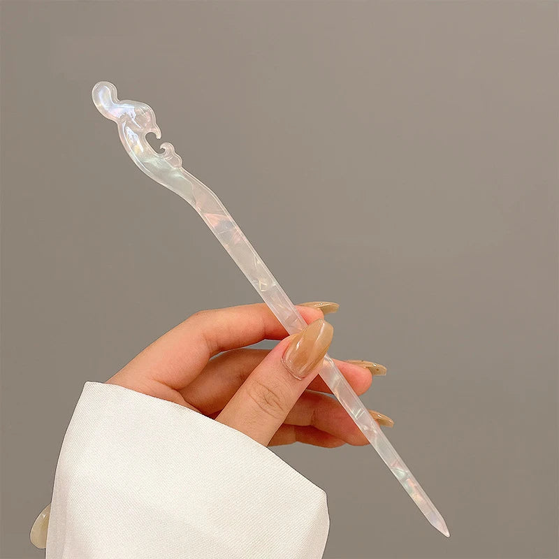 Vintage Rose Flower Crystal Hairpin Stick for Women Fashion Alloy Headwear