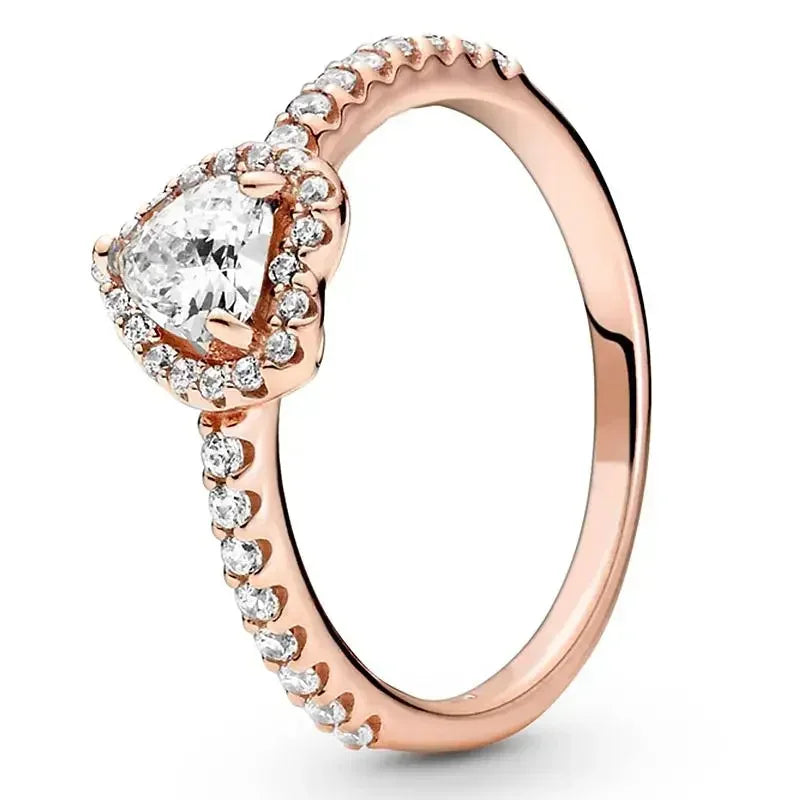 925 Sterling Silver Colorful Heart Zircon Ring for Women Unique Valentine Birthday Gift Sizes 6 to 9