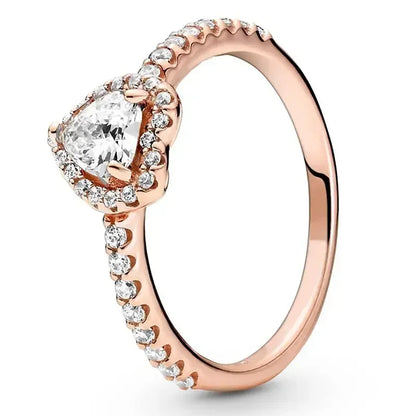 925 Sterling Silver Colorful Heart Zircon Ring for Women Unique Valentine Birthday Gift Sizes 6 to 9