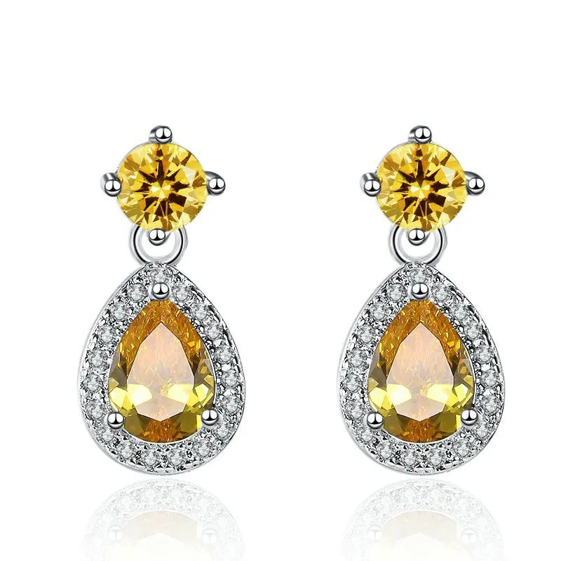 Sterling Silver CZ Crystal Plant Stud Earrings for Women and Teens