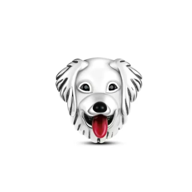 Sterling Silver Paw Print and Bone Charm Bead for Pet Bracelet Jewelry B4320