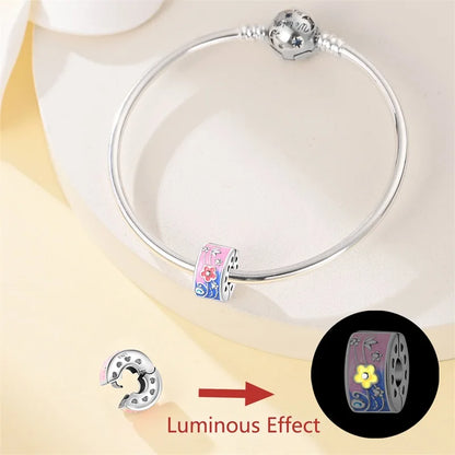 925 Sterling Silver Luminous Lantern Angel Cat Charm
