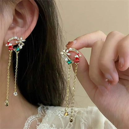 Bohemian Santa Claus Tassel Earrings for Women - Festive Fringe Xmas Party Jewelry
