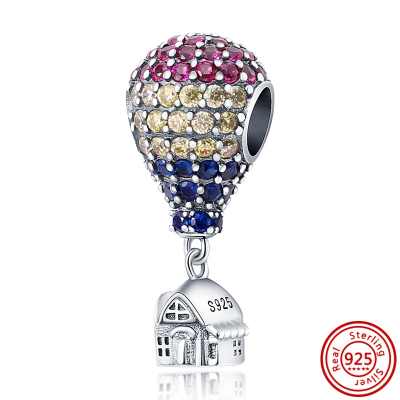925 Silver Hot Air Balloon Castle Tower Mushroom Charms