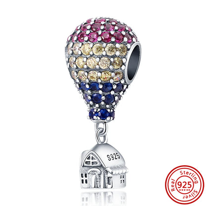 925 Silver Hot Air Balloon Castle Tower Mushroom Charms
