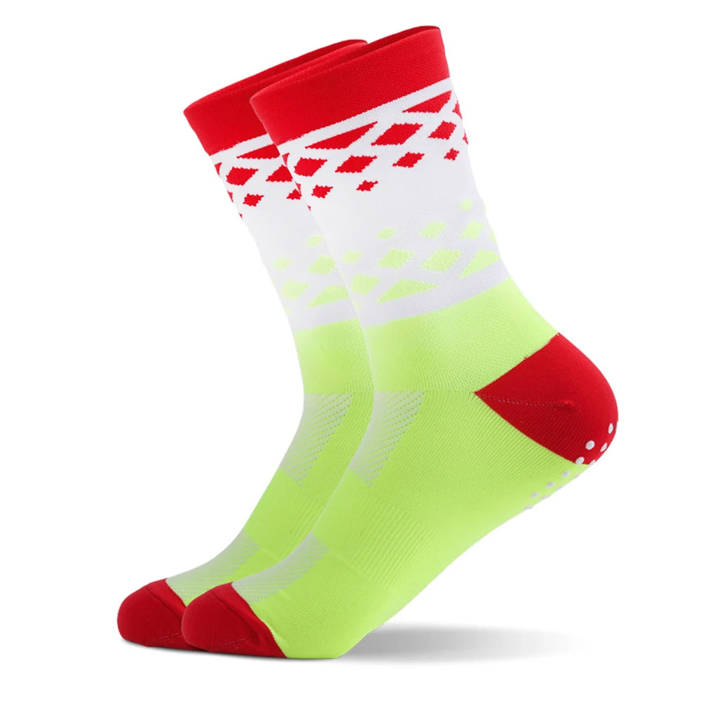 Breathable Anti Skid Mid Calf Sport Socks For Cycling
