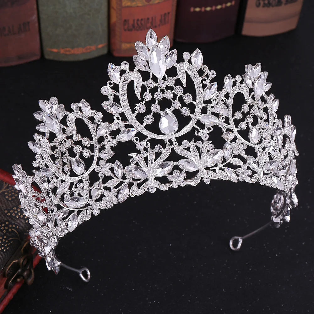 Baroque Crystal Rhinestone Tiara - Vintage Bridal Crown for Weddings & Prom
