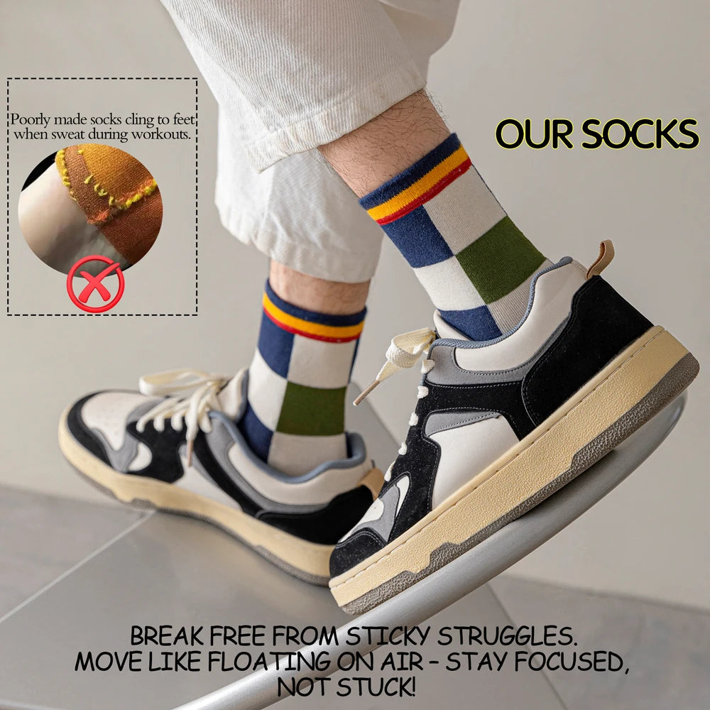 6 Pairs Breathable Mid Calf Sports Socks Men Odor Control