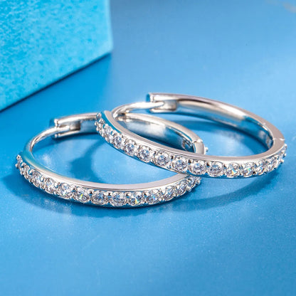 925 Sterling Silver Zircon Hoop Earrings For Women Wedding Engagement Luxury Jewelry Sizes 8 12 16 20mm