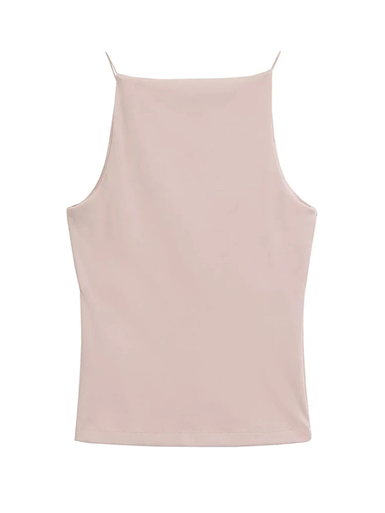 Womens Halter Tank Top Sleeveless Camis Solid Color Fashion