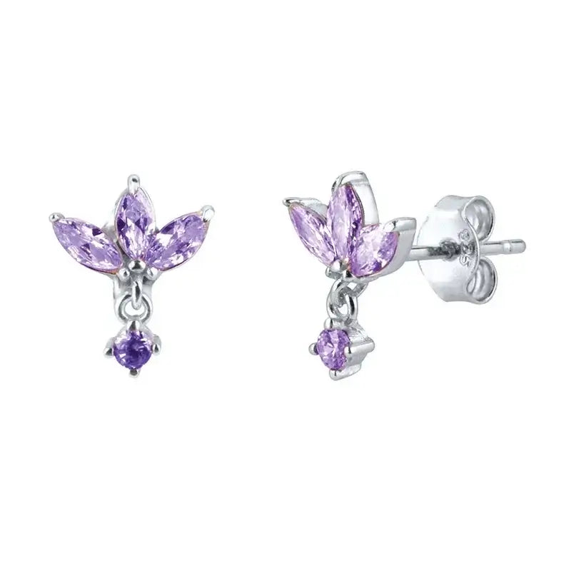 925 Sterling Silver Tiny Stud Earrings Colorful Crystal Luxury Jewelry LN0174-6