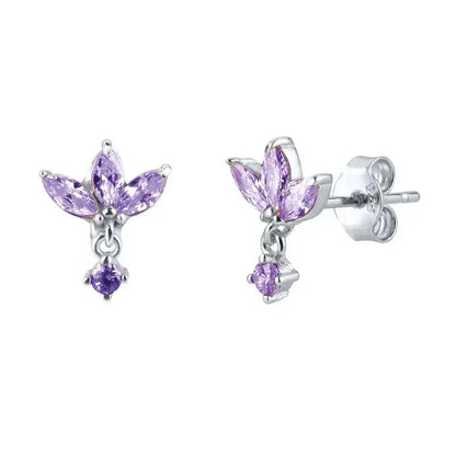 925 Sterling Silver Tiny Stud Earrings Colorful Crystal Luxury Jewelry LN0174-6