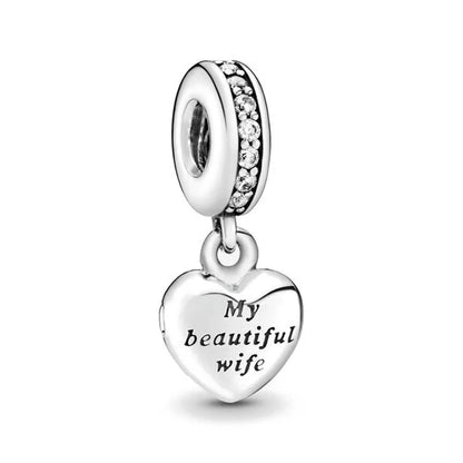 925 Sterling Silver DIY Mother's Day Mom Key Dangle Bead for Charm Bracelet Necklace Jewelry Accessories