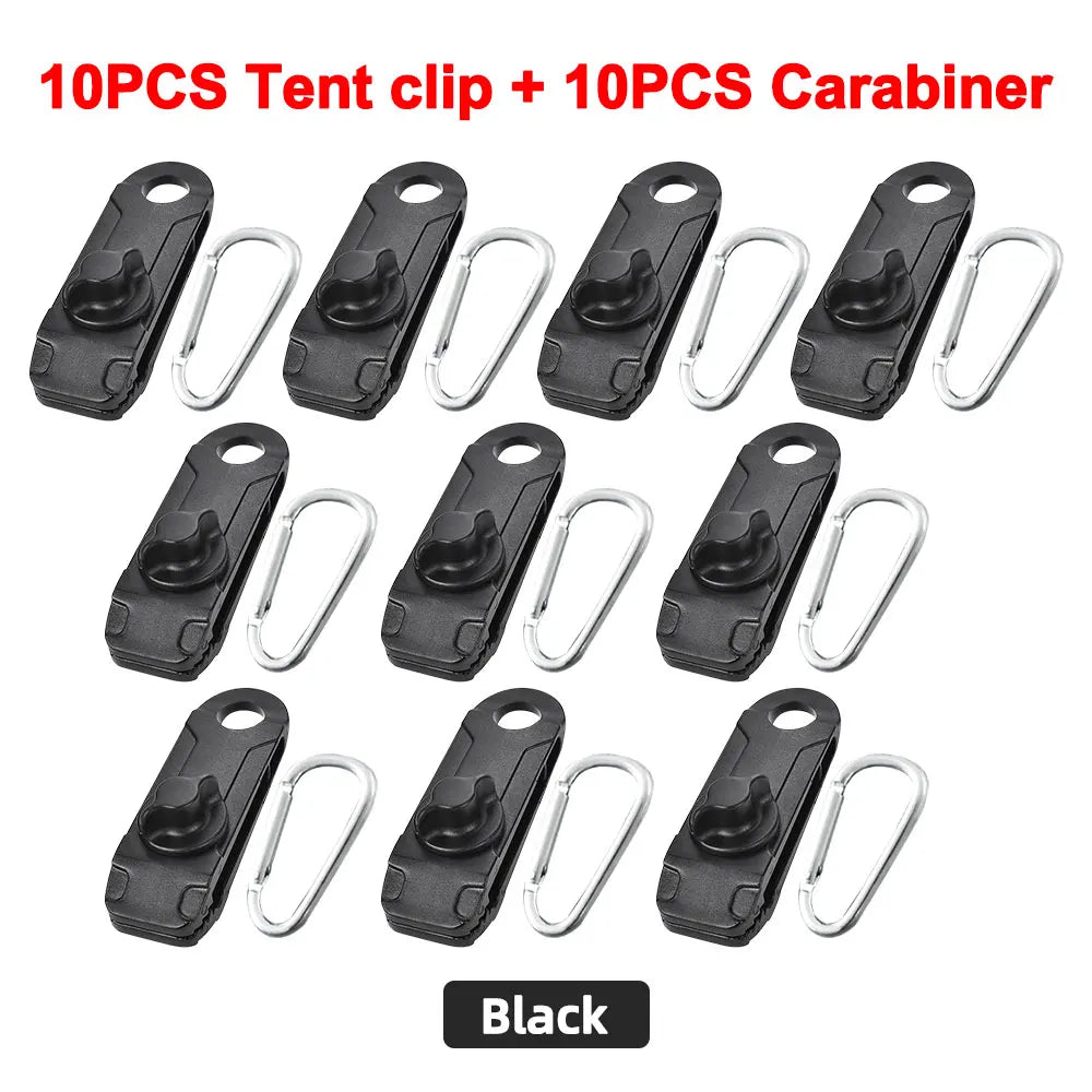 10PC Awning Clamp Tarp Clips Heavy Duty Fasteners for Camping 10PCS Black Set